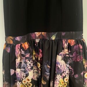 Aidan Mattox Gown with Floral Skirt & Black Halter